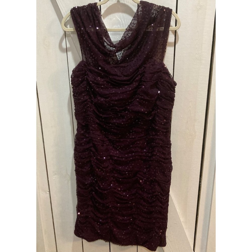 Tadashi shoji too purple sequin cocktail dress 2x